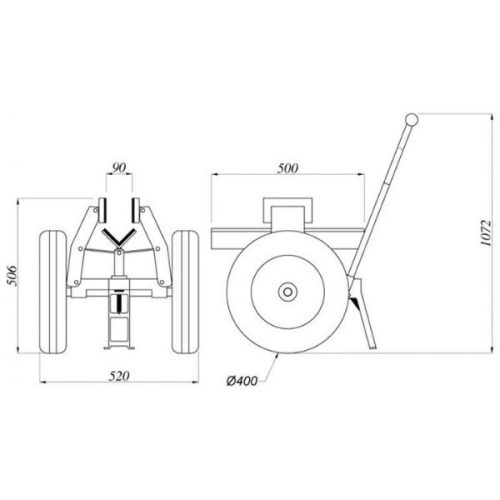 Aardwolf Self Locking Trolley SL85 dimensions diagram measurement labels