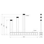Dimension diagram for Aardwolf Slab Rack Kit 16 poles measuring 63 inches high