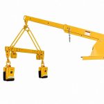 Application view Aardwolf Spreader Bar 2.5 Ton 5000 lbs positioned for lifting and material handling