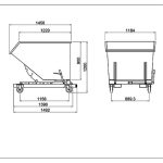Dimensions view showing Aardwolf Waste Bin 1000 PC Galvanized measurements