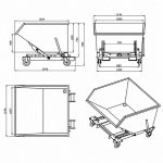 Dimensions view showing Aardwolf Waste Bin 620 PC Powder Coated measurements