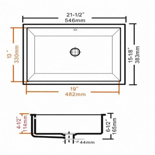 ADA Porcelain Undermount Bathroom Sink dimensions diagram