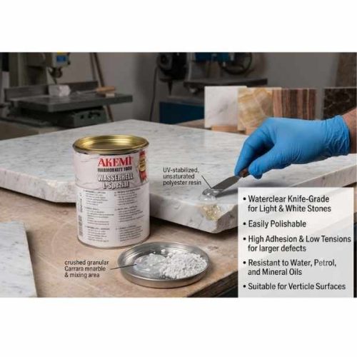 Akemi Marble Filler 1000 Transparent L-Special Waterclear Poly for bonding and repairing natural stone