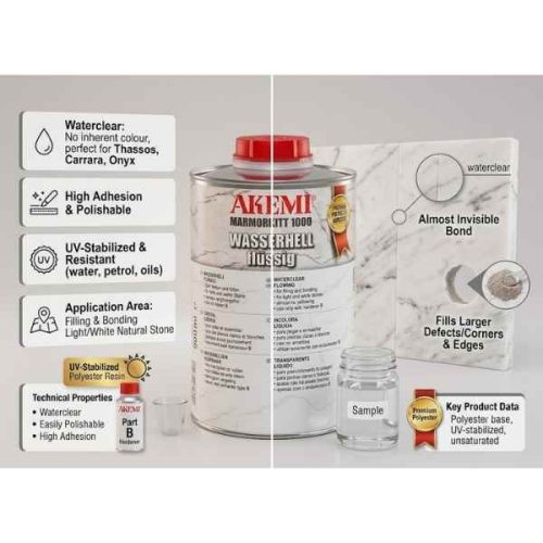 Akemi Marble Filler 1000 Transparent Waterclear Poly for repairing and bonding natural stone