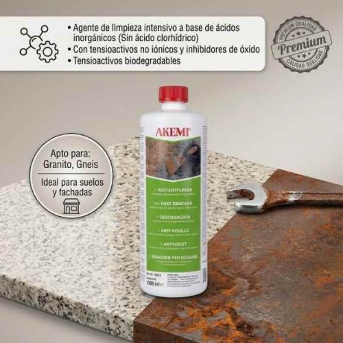 Akemi Rust Remover Care 1L removing rust stains from natural stone surfaces