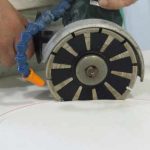 Alpha 5 inch contour marble blade in use cutting curved marble edges