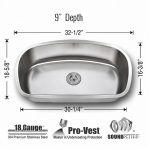 Dimensions view showing Ara Super Single Bowl Kitchen Sink measurements