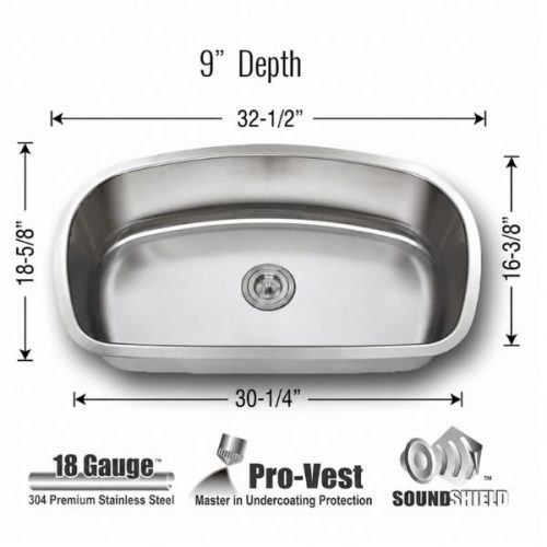Dimensions view showing Ara Super Single Bowl Kitchen Sink measurements