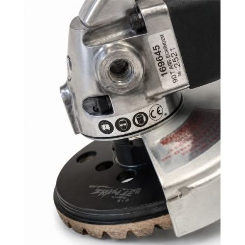 Close-up Barranca Pneumatic Wet Grinder controls, fittings, and body details