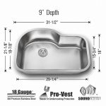 Dimensions view showing Cetus 1 3/4 Single Bowl Kitchen Sink measurements