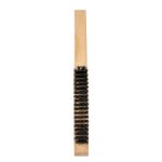 Front view Curved Wire Brush curved wooden handle and steel wire bristles