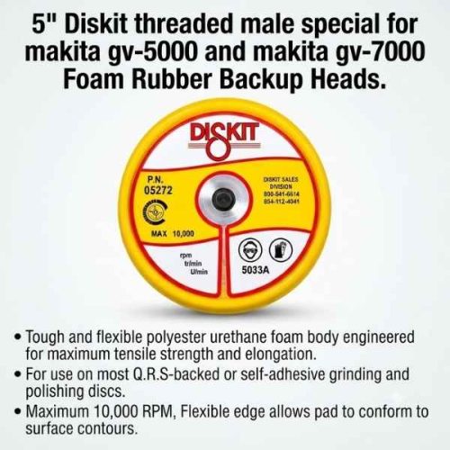 Diskit 5 Inch x 5/16 Inch Stud Diskit Blue Backer Pad from an alternate angle