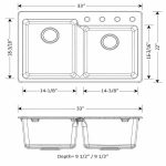 Duragranit 1 3/4 double bowl granite sink Iceberg DUR-201-03 dimensions