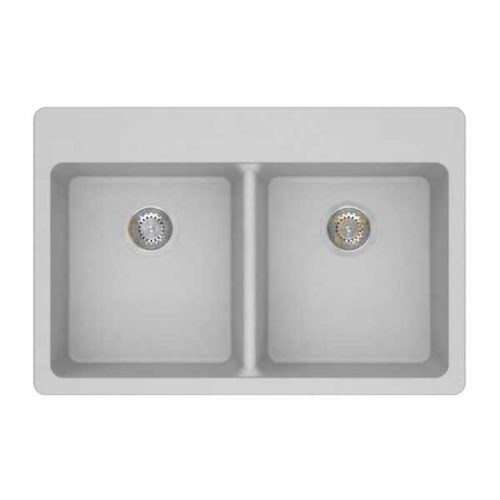 Duragranit double equal bowl granite sink Iceberg DUR-202-03 top view