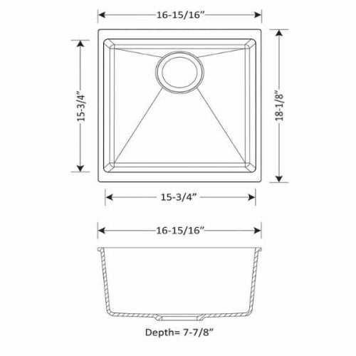 Duragranit single bowl granite sink Gray Moon DUR-106-04 dimensions