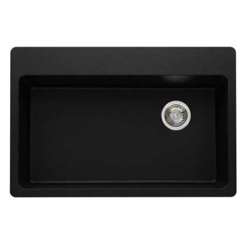 Duragranit super single bowl granite sink Black Sand DUR-105-01 top view