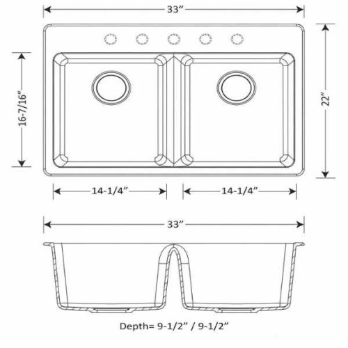 Duragranit super single bowl granite sink Iceberg DUR-105-03 dimensions