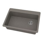 Angle View DuraGranit Super Single Bowl Granite Sink – Silver Fox