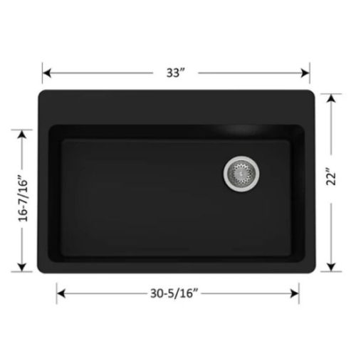 DuraGranit Super Single Bowl Granite Sink – Storm Cloud dimensions diagram
