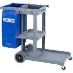 Rear View Janitor Cart 25gal Heavy Duty Zippered Vinyl