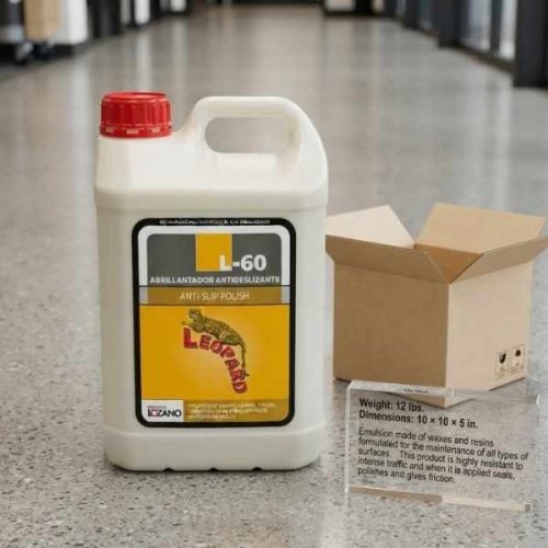 L-60 Antislip Polish 5L applied to a polished stone floor