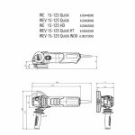 Metabo Variable Grinder WEV15-125HT dimensions