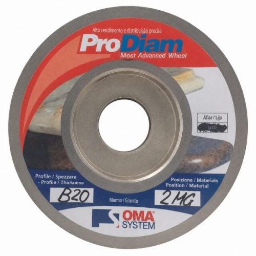 Front view showing OMA Demi Bullnose B20 Prodiam Cont Metal Pos 2 prile and cutting edge