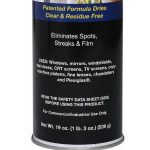 Close-up view OmniPro Ultimate Glass Cleaner label and aerosol can detail