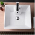 Top view showing Overmount Ceramic Vessel Sink SIS-CV05W bowl and rim
