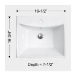 Dimensions view showing Overmount Ceramic Vessel Sink SIS-CV06W measurements