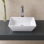 Front view showing Overmount Ceramic Vessel Sink SIS-CV10W basin and rim