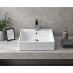 Front view showing Overmount Ceramic Vessel Sink SIS-CV11W basin and rim