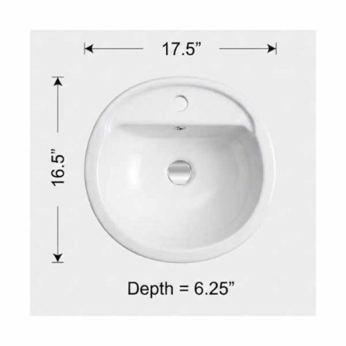 Overmount ceramic vessel sink SIS-CV12W dimensions
