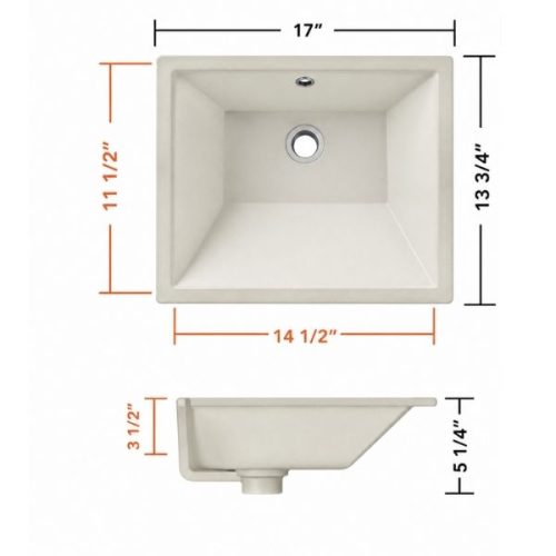 PL-3639 ADA Porcelain Undermount Bathroom Sink dimensions diagram