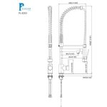Dimension diagram for PL-8203 Brushed Nickel Single Hole Commercial Style Pull-Down Kitchen Faucet