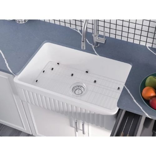 Gallery 1 PL-FC3018SB Fireclay Reversible Farmhouse Kitchen Sink