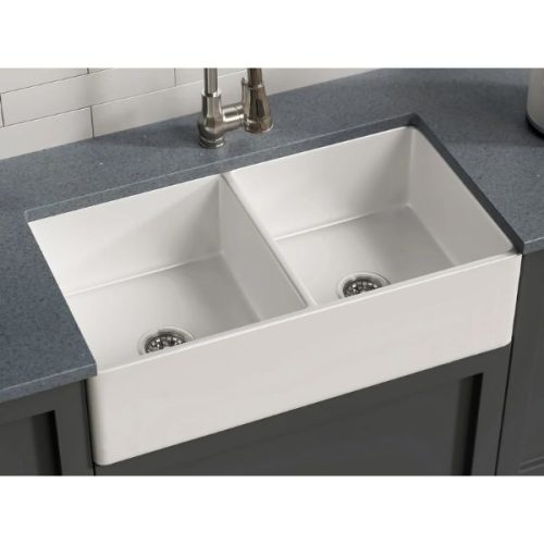 Gallery 1 PL-FC3318DB Fireclay Reversible Farmhouse Kitchen Sink