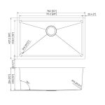 Dimension diagram PL-GMB109 R15 Gunmetal Black Kitchen Sink