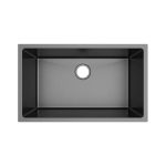 Top view showing PL-GMB109 R15 Gunmetal Black Kitchen Sink basin and drain opening