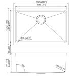 Dimension diagram PL-GMB111 R15 Gunmetal Black Kitchen Sink