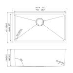 Dimension diagram PL-GMB115 R15 Gunmetal Black Kitchen Sink