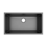 Top view showing PL-GMB115 R15 Gunmetal Black Kitchen Sink basin and drain opening