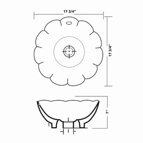 PL-3053 White Porcelain Vessel Bathroom Sink dimensions diagram
