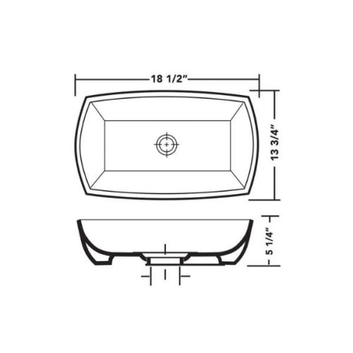 Measurement diagram for PL-3081 White Porcelain Vessel Bathroom Sink with size labels