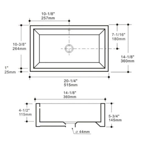 Measurement diagram for PL-3082 White Porcelain Vessel Bathroom Sink with size labels