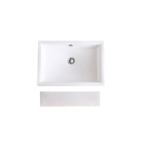 Top view PL-3082 White Porcelain Vessel Bathroom Sink with vessel basin opening and rim