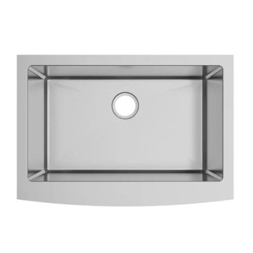 Top view PL-HA118 R15 Stainless Steel Farmhouse Kitchen Sink with single bowl layout and drain opening