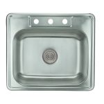 Top view showing PL-VT2522 Single Bowl Topmount Sink 3 Holes basin and faucet holes