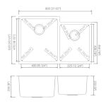 Dimension diagram PL-VR6040 R20 Stainless Steel Undermount Kitchen Sink