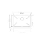 Measurement diagram for PL-VR2718 ADA Undermount Kitchen Sink with 27 x 18 x 6 in labels